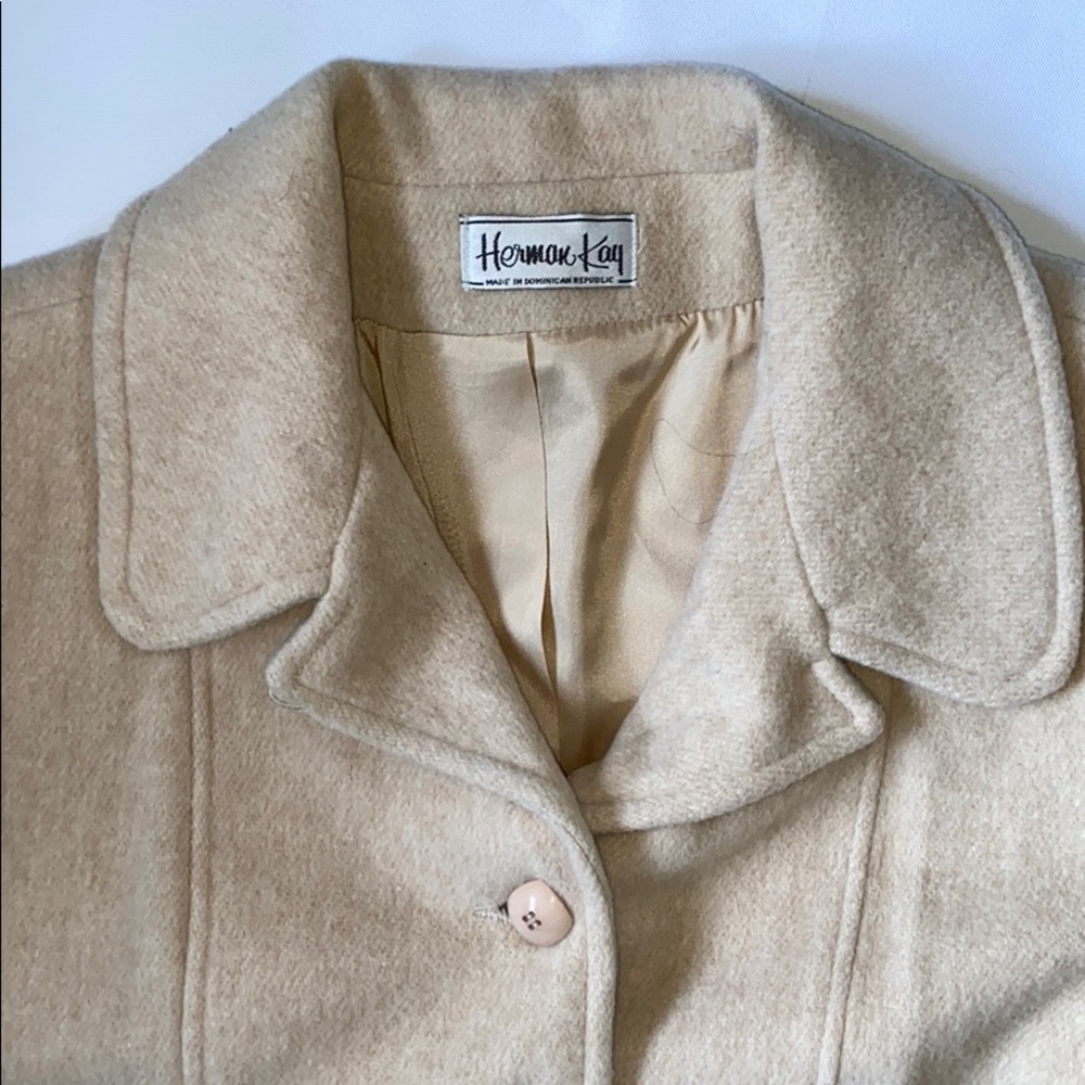 Vintage Herman Kay cream oatmeal blend pea coat